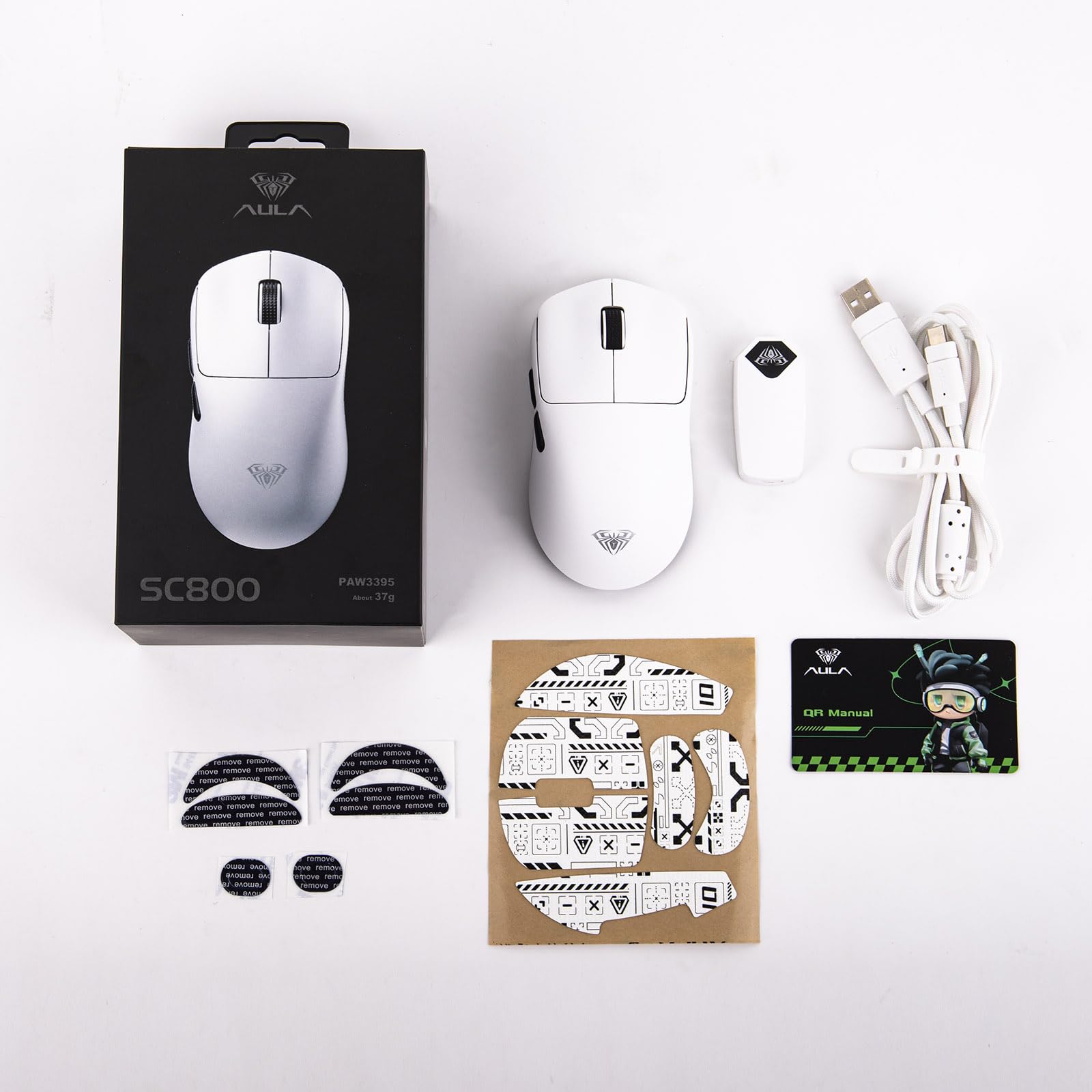 EPOMAKER Aula SC800 Wireless Gaming Mouse, 37g Lightweight, Adjustable 26,000 DPI, 8k Polling Rate, PAW3395, Programmable Buttons, On-Board Memory, 250mAh Battery, PC/MAC/Linux (White) - Image 9