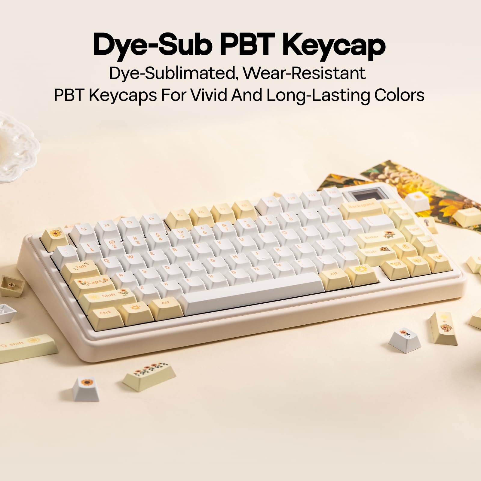 EPOMAKER Sunflower PBT Keycaps, 133 Keys, Cherry Profile, Dye Sublimation, ISO/ANSI Layout, 60%/75%/96%/Full Size, Custom Keyboard Keycaps Set for Mechanical Gaming Keyboard - Image 4